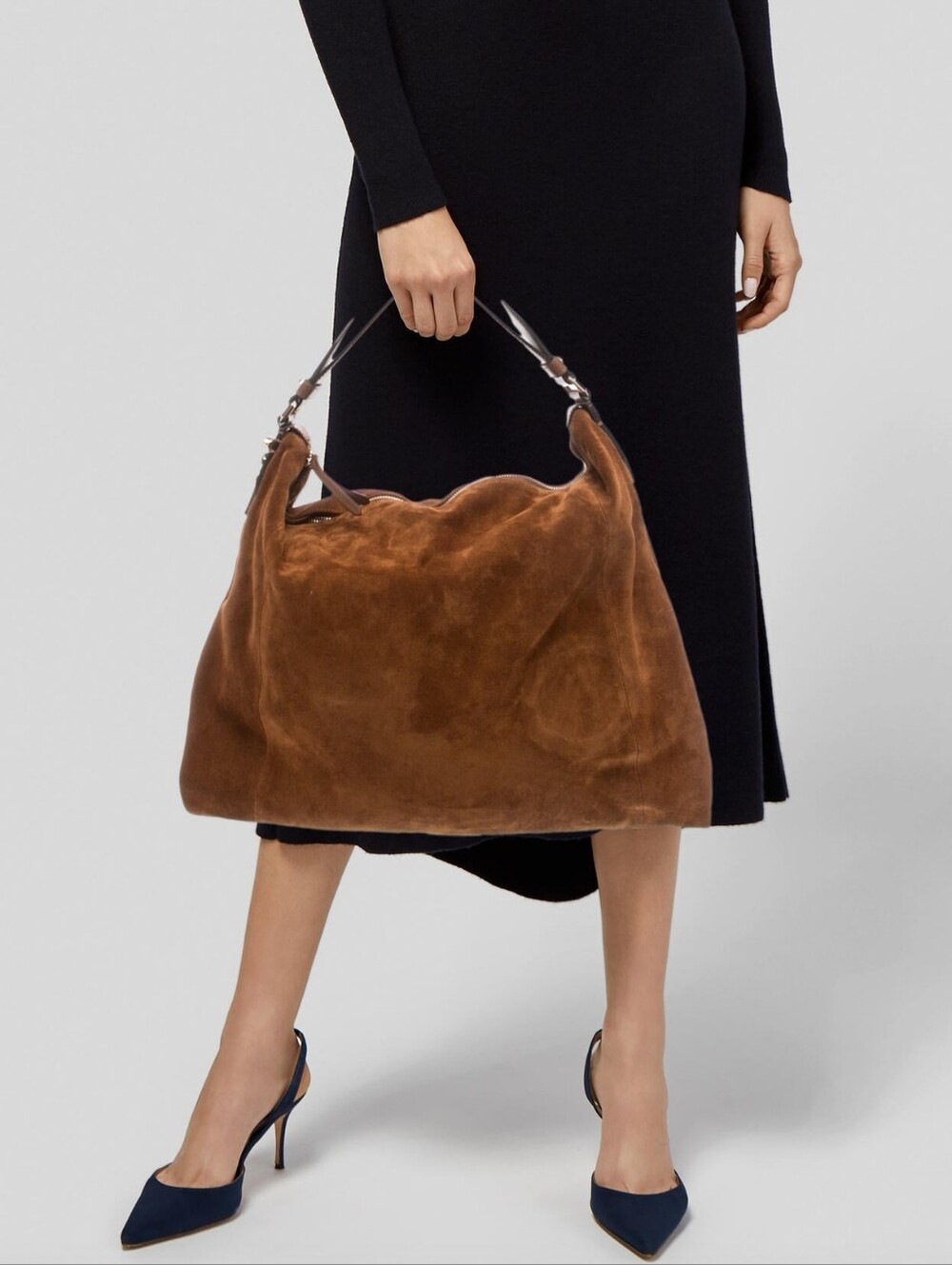 Jimmy Choo Brown Suede Hobo Bag - Picture 2 of 7